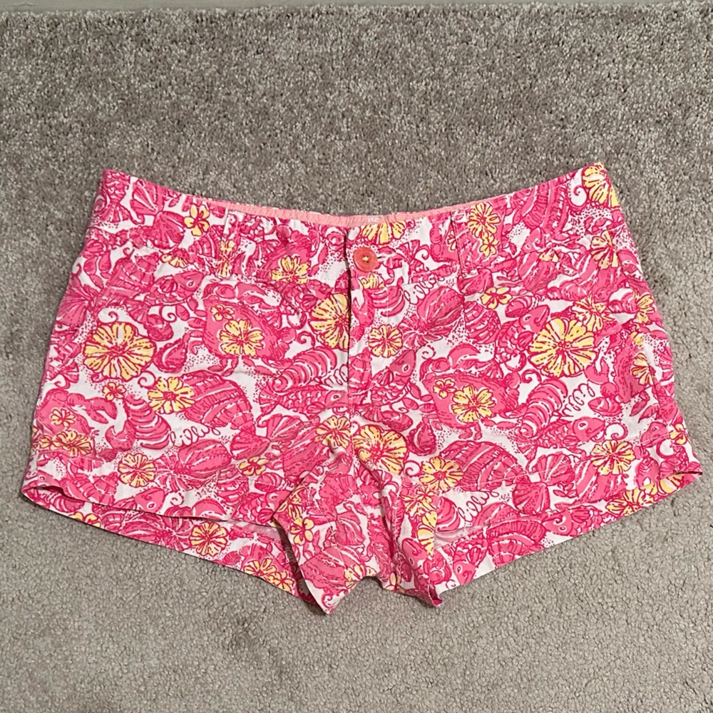 Lilly Pulitzer Walsh Short, Pink/Yellow Chum Bucket Pattern, Sz 8